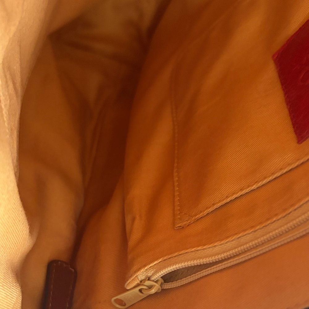 Elegant Brown glossy Leather zipper shoulder Tote Bag 11x 15x 3.5 - Picture 10 of 16